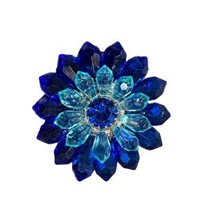 Vintage 2” Round Blue Beaded Brooch Madd in Western Germany